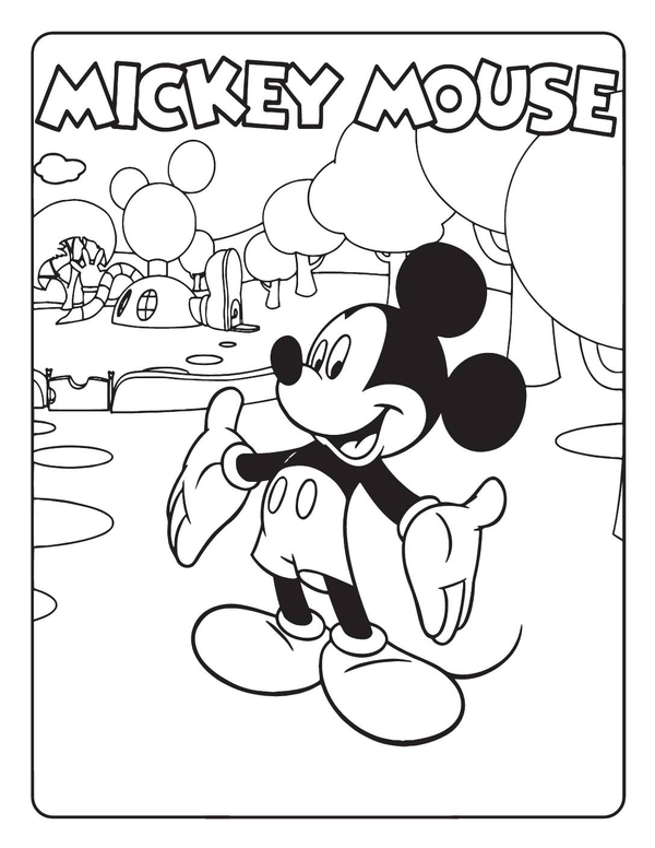 Mickey Mouse in Front of Clubhouse Coloring Page