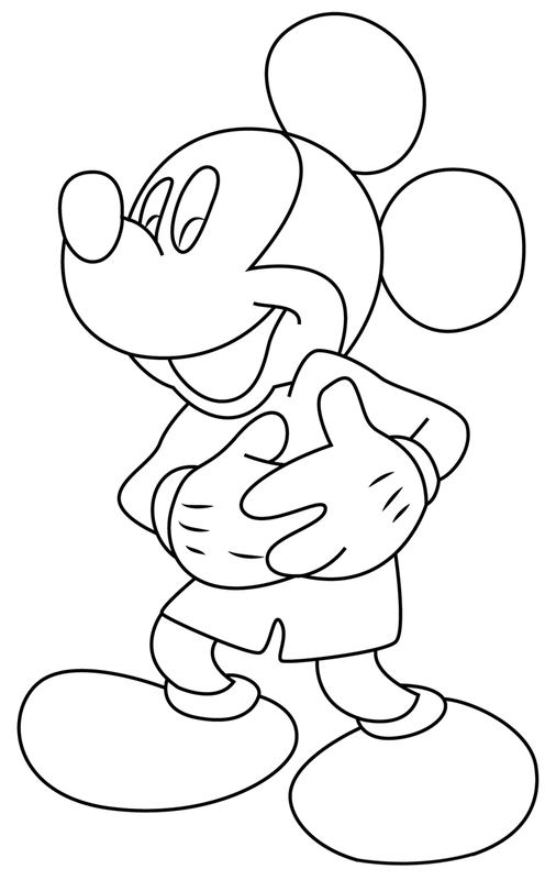Dibujo para Colorear Mickey Mouse de pie y riendo