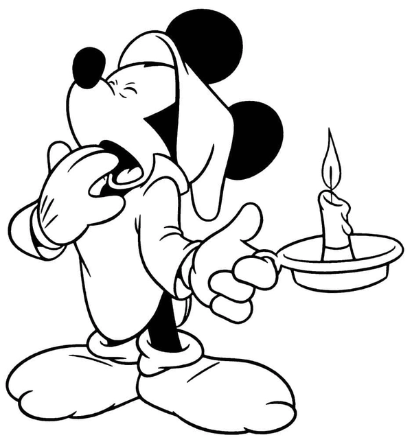 Sleepy Mickey Mouse Coloring Page