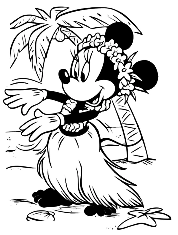 Minnie Mouse Aloha Coloring Page