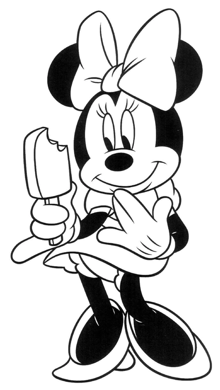 Coloriage Minnie Mouse mangeant de la glace