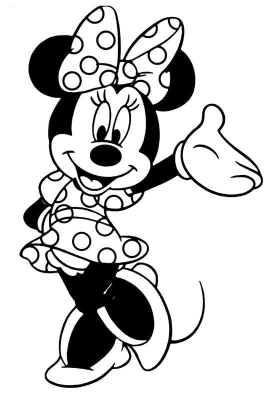 Dibujo para Colorear Minnie Mouse con vestido de lunares