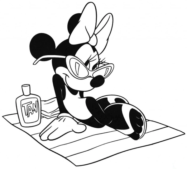 Minnie Mouse in the Sun Coloring Page