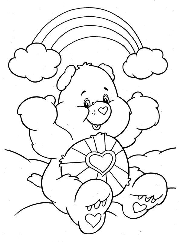 Rainbow with Caring Bear Coloring Page