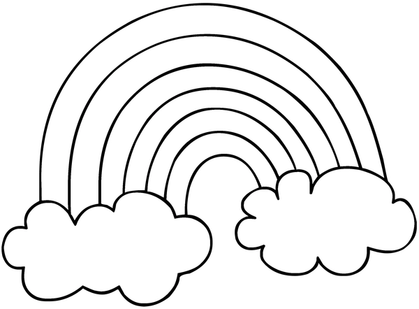 Rainbow with Clouds Coloring Page