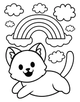 Arc-en-ciel avec chat sauteur