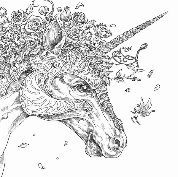 Unicorn Head Detailed Coloring Page