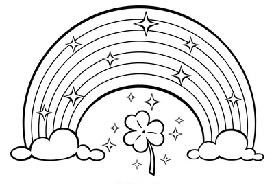 Rainbow with Stars and Clover