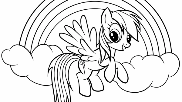 Rainbow with My Little Pony Coloring Page