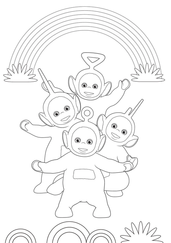 Rainbow with Teletubbies - Printable Coloring Page for Free