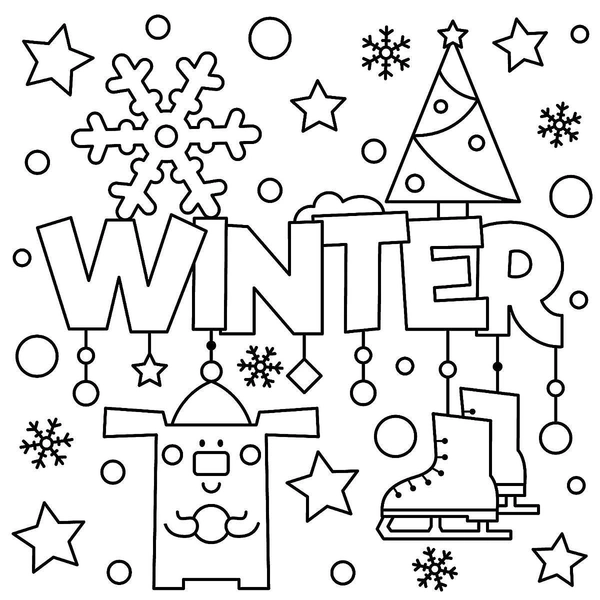 Dibujo para Colorear El invierno en letras