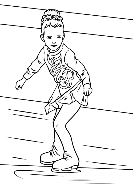 Winter Little Girl Ice Skating Coloring Page