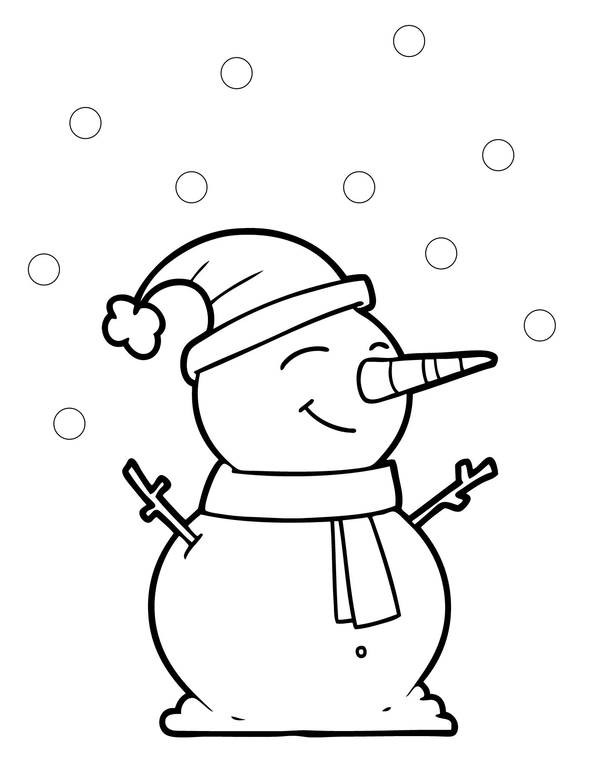 Dibujo para Colorear Muñeco de nieve de invierno