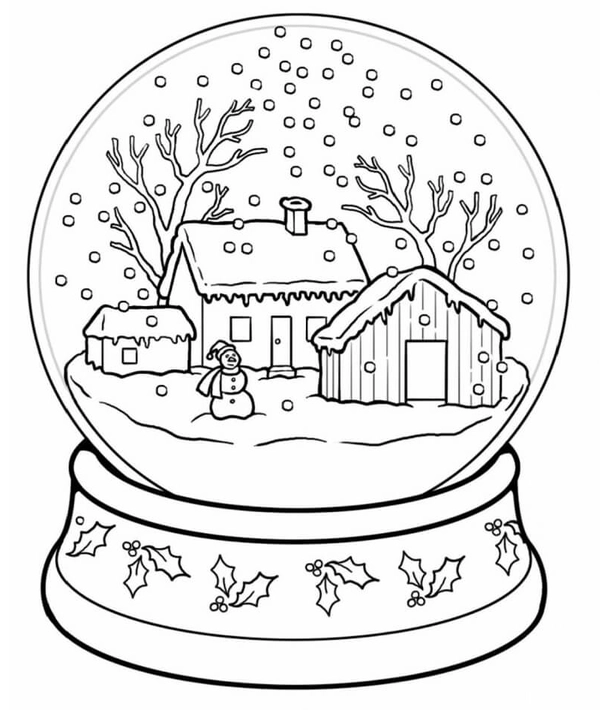 Dibujo para Colorear Bola de nieve del País de las Maravillas Invernal