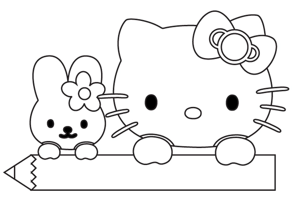 Hello Kitty Pencil Coloring Page