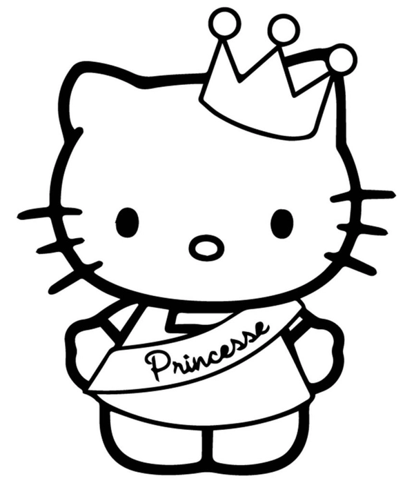 Dibujo para Colorear Hello Kitty Princesa