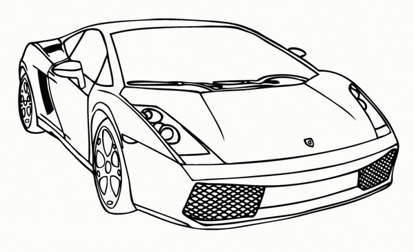 Coche de carreras Lamborghini - Dibujo para Colorear Gratis para