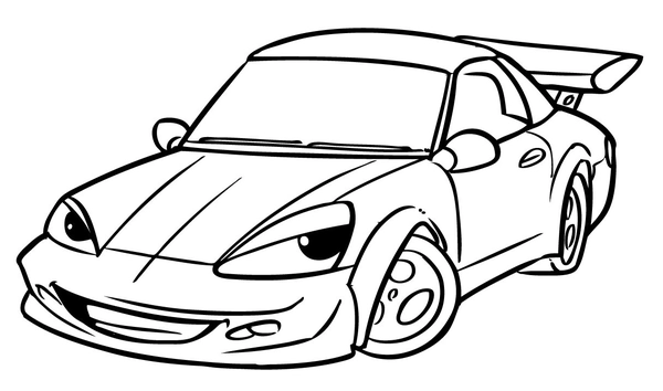 Race Car with Eyes and Mouth Coloring Page