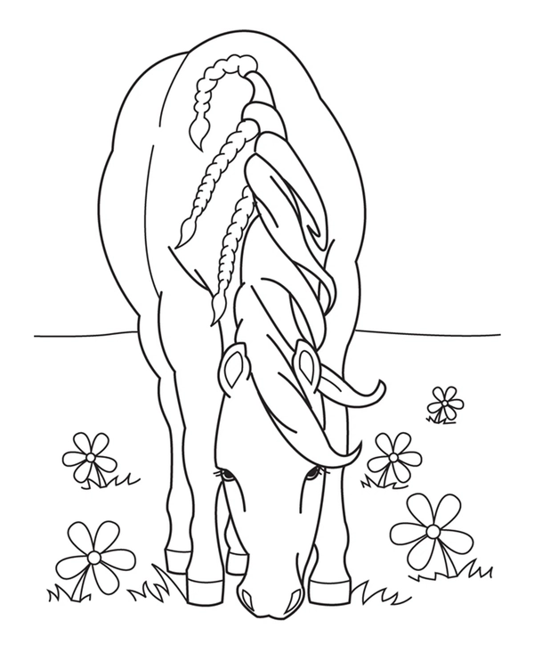 Horse Grazing Coloring Page