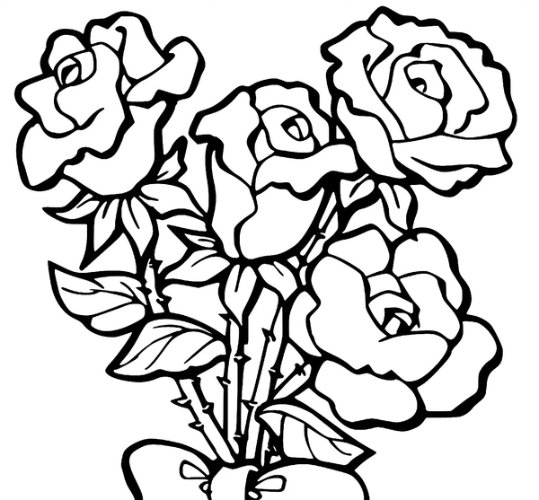 Dibujo para Colorear Ramo de rosas
