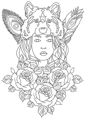 Girl with Mask and Roses