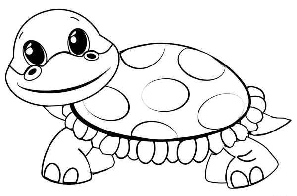 Dibujo para Colorear Bebé tortuga de dibujos animados