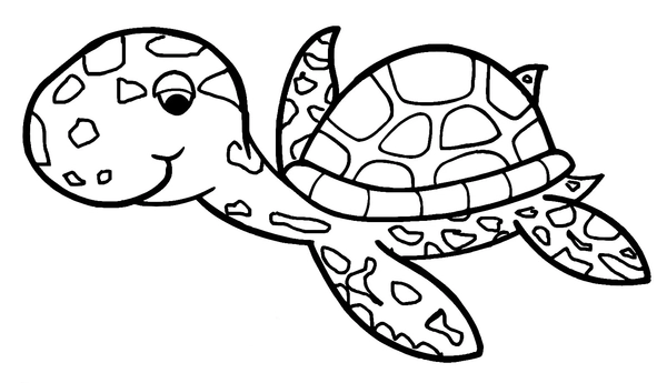Swimming Turtle Cartoony Coloring Page