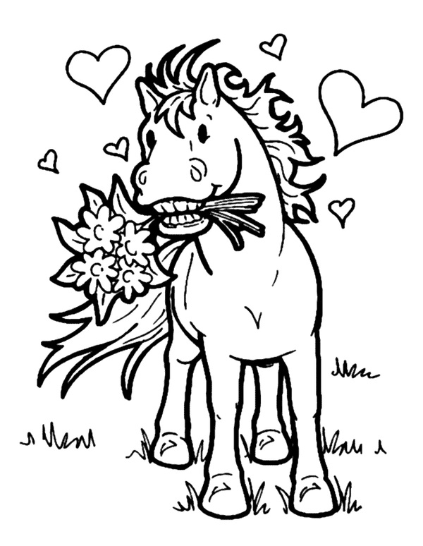 Horse in Love Coloring Page