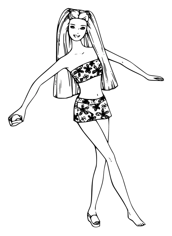 Dibujo para Colorear Barbie con traje de verano