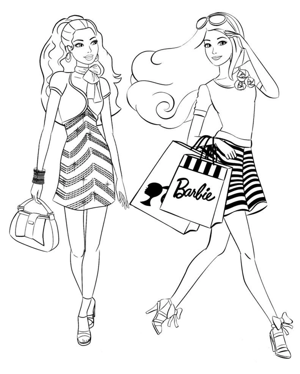 Dibujo para Colorear Barbie de compras