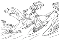 Barbie Surfing with Dolphin