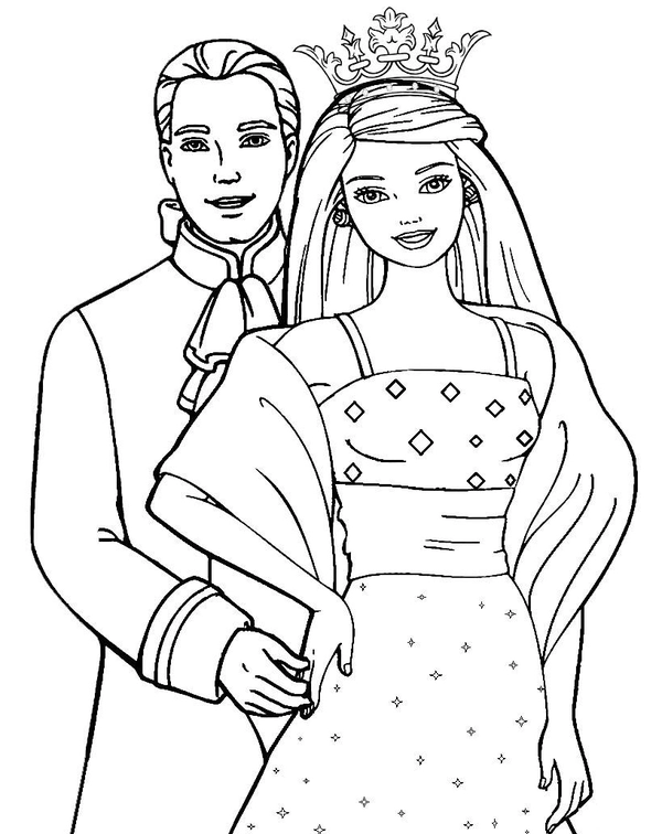 Barbie with Prince Coloring Page