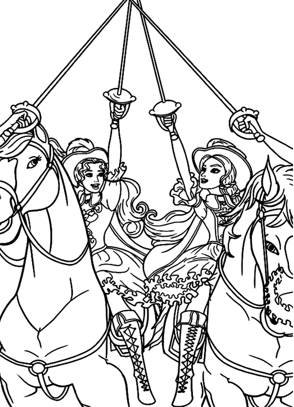 Barbie on Horse Coloring Page