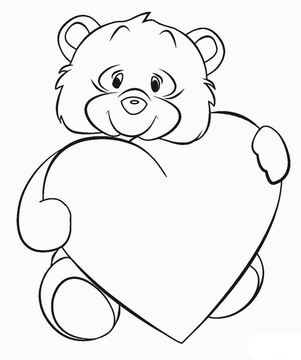 Bear Holding Heart Coloring Page