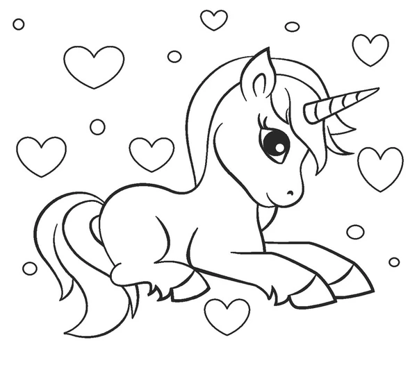 Unicorn with Hearts Coloring Page