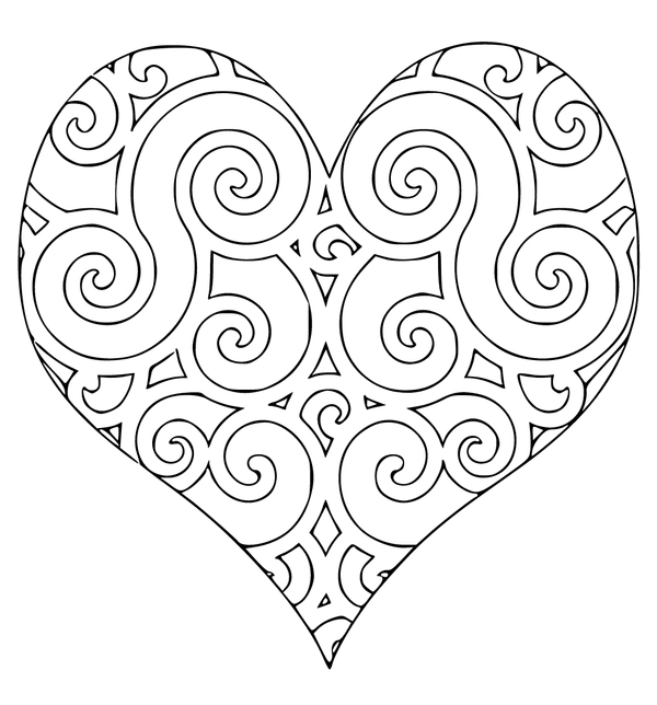 Heart with Pattern Coloring Page