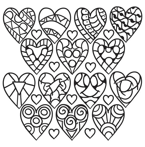 Hearts Together Coloring Page