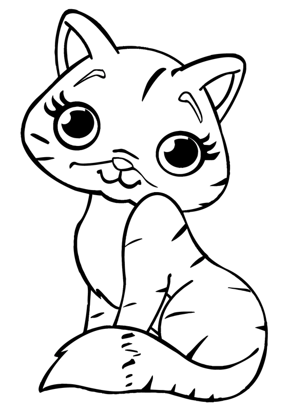Dibujo para Colorear Lindos gatitos sentados