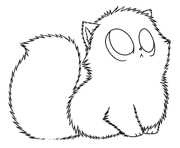 Fluffy Kitten Coloring Page