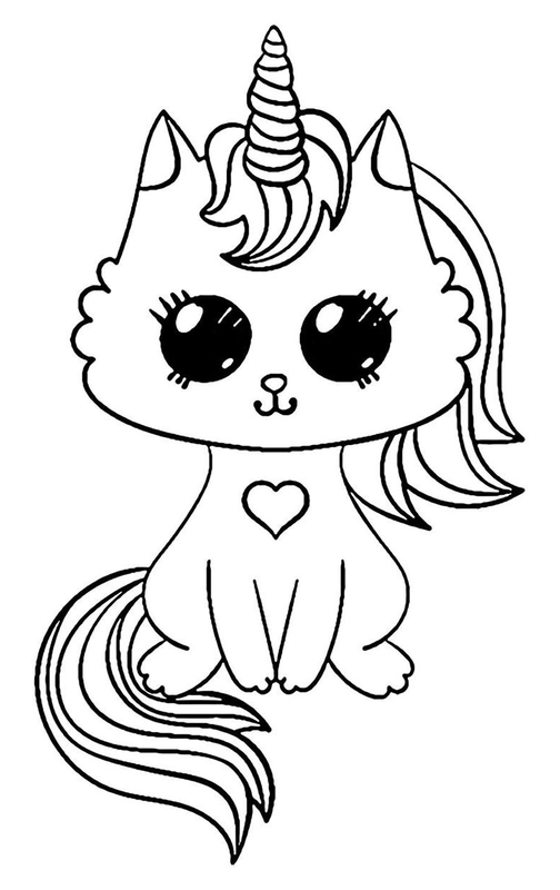 Unicorn Kitten Kleurplaat