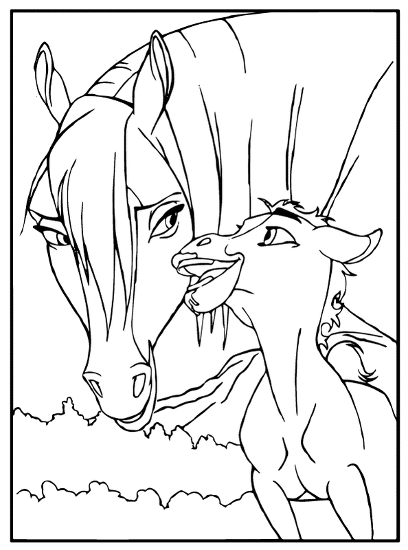 Horse with Foal Coloring Page