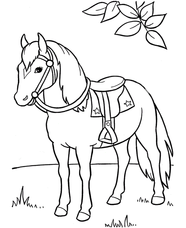 Horse with Saddle Coloring Page