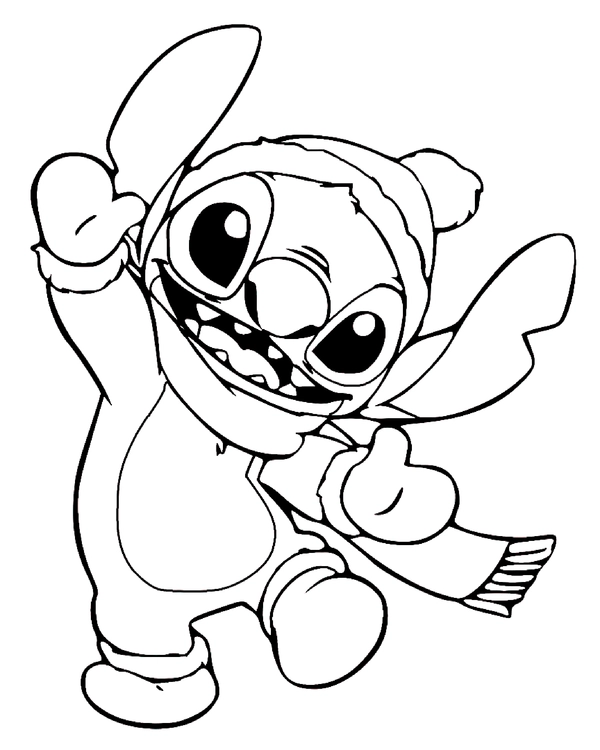 Stitch Winter Outfit Coloring Page
