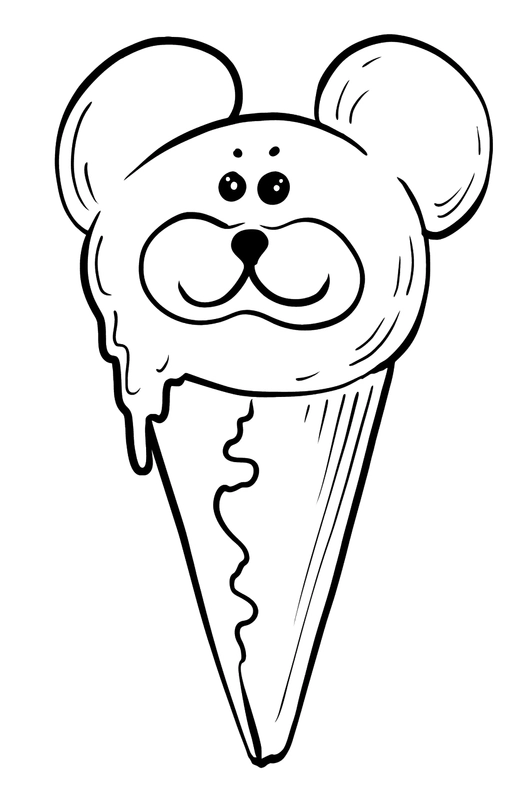 Bear Ice Cream Coloring Page