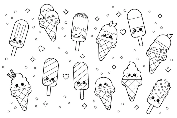 A Lot of Ice Creams Coloring Page