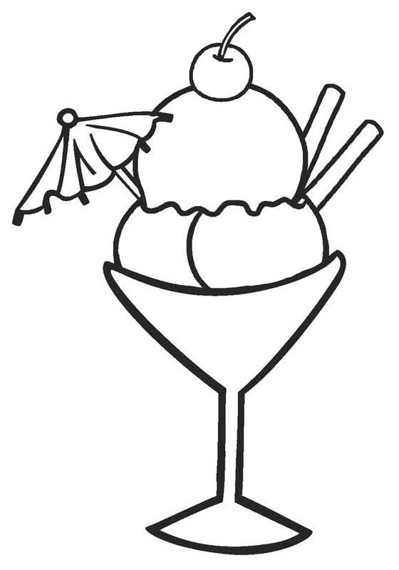 Ice Cream Coup with Umbrella Coloring Page