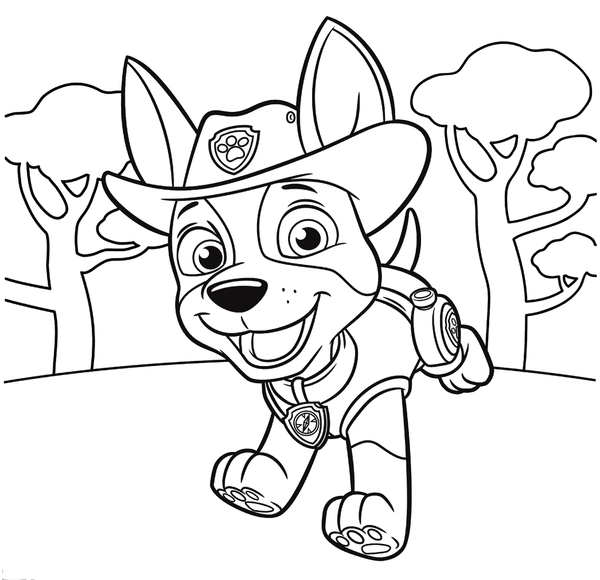 Paw patrol Tracker free coloring page - Busy Shark