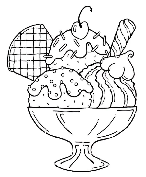 Eiscreme Dessert Ausmalbild