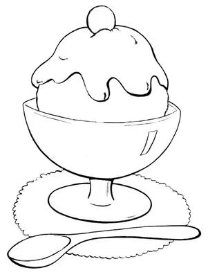 Eiscreme mit Kirsche und Löffel
