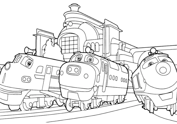Dibujo para Colorear Chuggington Trenes Juntos